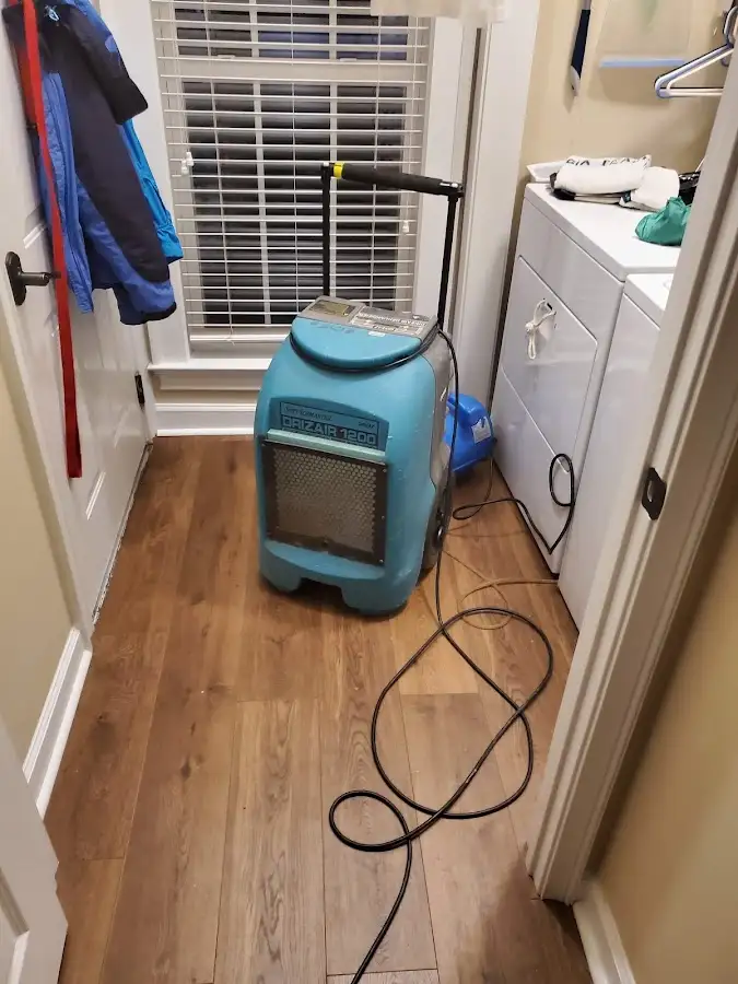 Commercial dehumidifier deployed for Flood Damage Cleanup in McKees Rocks